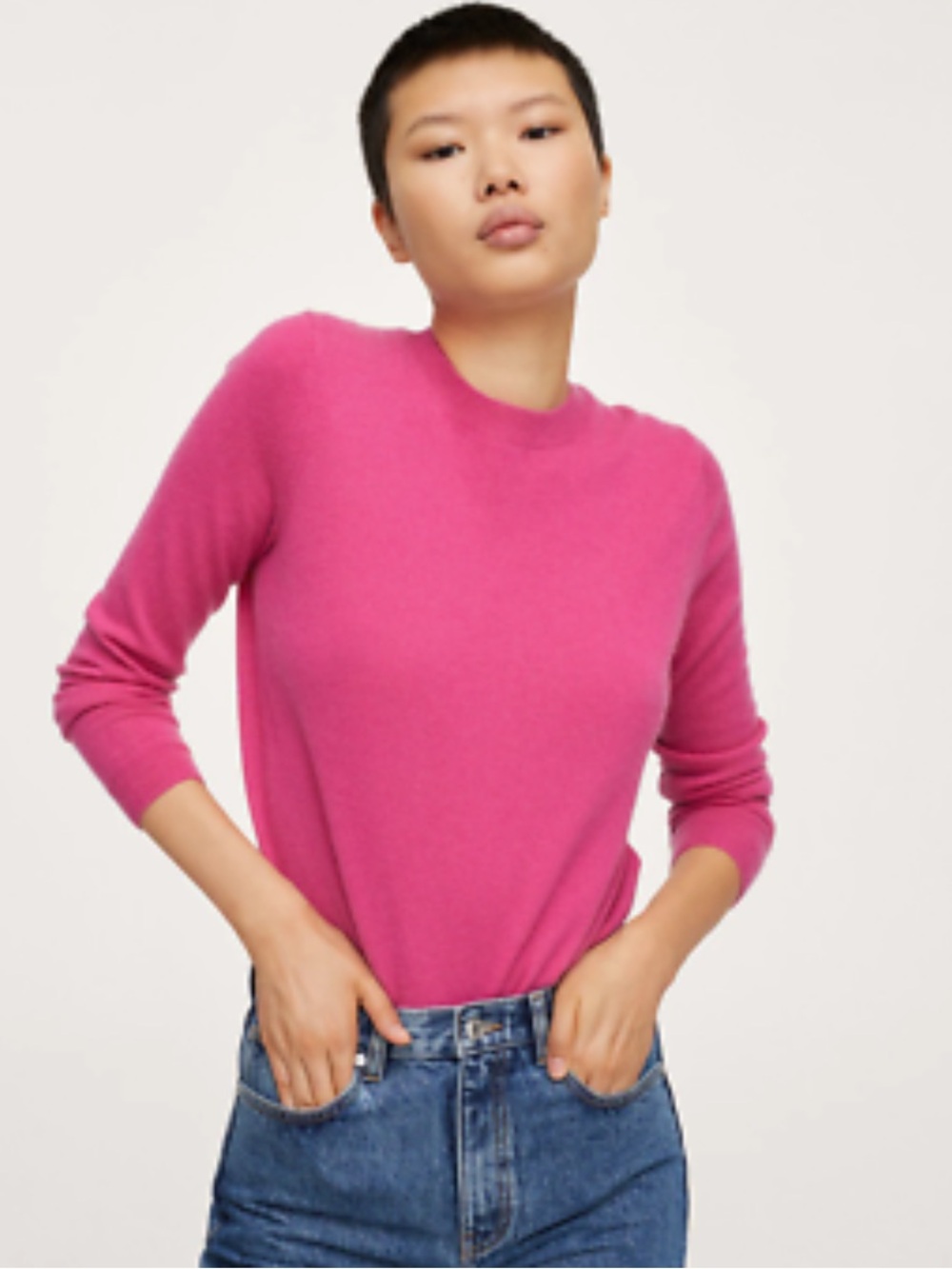 Tahari Hot Pink Cashmere Crewneck Sweater